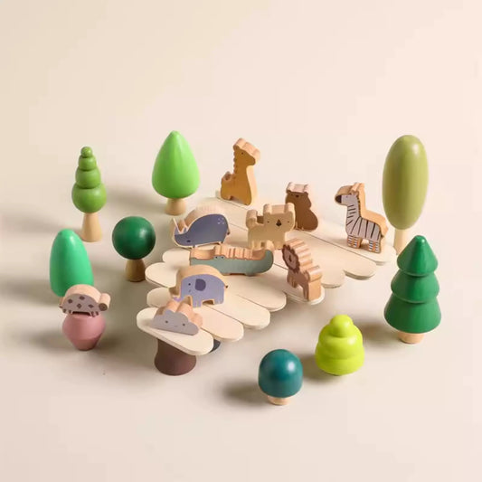 Bearhug Wooden Stacking Toys: Educational Animal Forest Stacking Game for Toddlers