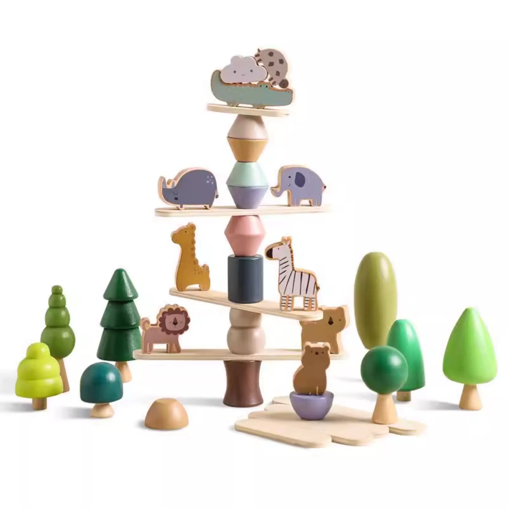 Bearhug Wooden Stacking Toys: Educational Animal Forest Stacking Game for Toddlers