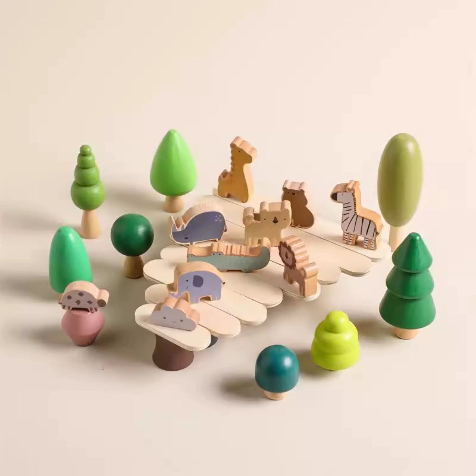 Bearhug Wooden Stacking Toys: Educational Animal Forest Stacking Game for Toddlers