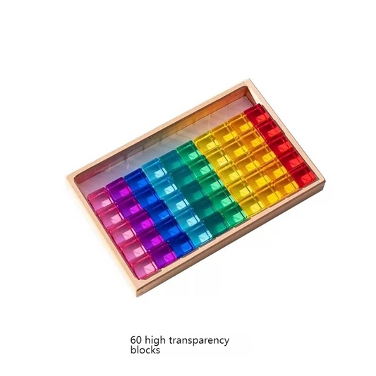 Bearhug Acrylic Sensory Rainbow Blocks - Translucent Gemstone Building Set 60pics high transparency blocks