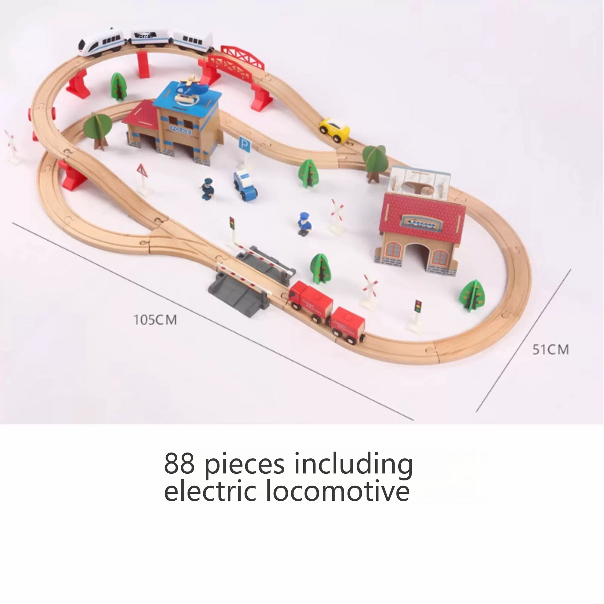 Wooden Train Set - Electric Railway Adventure for Kids Ages 2-6 Scooter style including electric locomotive