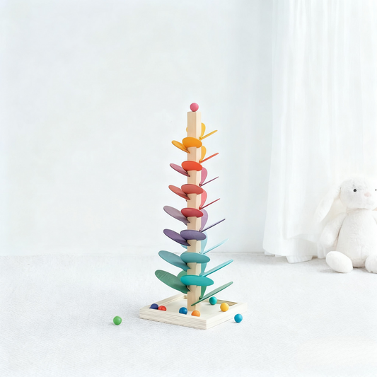 Wooden Rainbow Music Tree - Educational Stacking Toy with Colorful Beads & Melodies small rainbow music tree (small ball recommend for 2+ children)