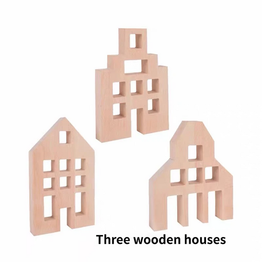 Bearhug Acrylic Sensory Rainbow Blocks - Translucent Gemstone Building Set three wooden houses